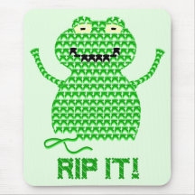 Rip It! Vector Crochet Frog (Green Background) Mousepads