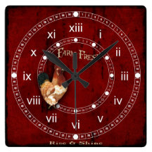 Rise & Shine- Rooster Square Wall Clock 1