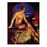 Risque Flapper Fashion Girl & Exotic pets Postcard
