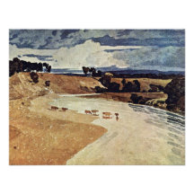 River Landscape With Cattle Herd By John Sell Cotm Custom Invitation