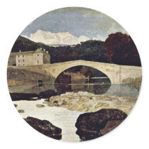 River Landscape With Cattle Herd By John Sell Cotm Round Stickers