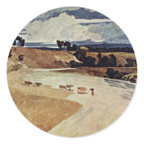 River Landscape With Cattle Herd By John Sell Cotm Stickers