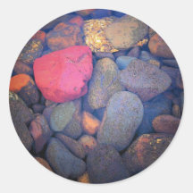River Rocks Round Sticker