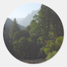 Rivers Valleys Canyons Pinetrees Round Sticker