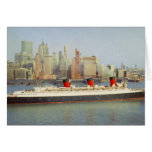 RMS Queen Mary Sailing New York 1950's Card
