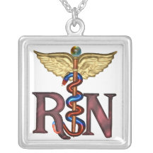 RN Caduceus Personalized Necklace