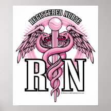RN Pink Caduceus Posters
