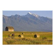 Road bicyclists race down back country road in art photo