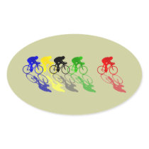 Road Bike Road Racing  Cycling Oval Stickers