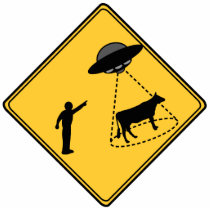 Road Sign- Cow and UFO Cut Out Sculpture