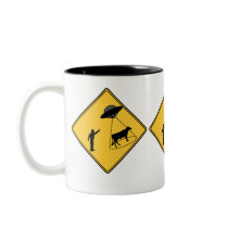 Road Sign- Cow and UFO Mugs