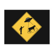 Road Sign- Cow and UFO