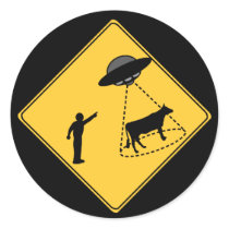 Road Sign- Cow and UFO