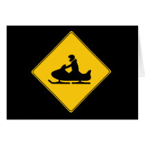 Road Sign- Snowmobile Greeting Cards