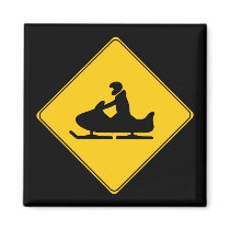 Road Sign- Snowmobile Magnet