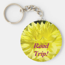 Road Trip! keychain Yellow Dahlia Flowers