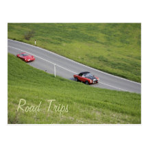 Road trips - sport cars post card