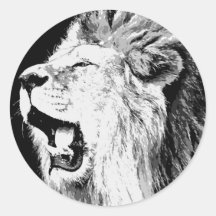 Roaring Lion Round Stickers