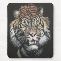 Roaring Tiger in Scratch Board Mousepad