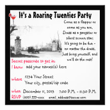 Roaring Twenties Creative Theme Party Custom Invitations