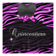 Robe noire de zèbre de 15èmes roses indien de Quin Invitations Personnalisables
