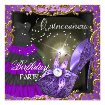 robe pourpre de robe de fête d'anniversaire de qui cartons d'invitation