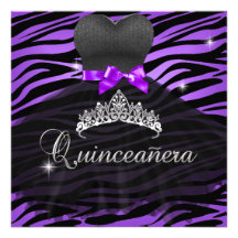 Robe pourpre de zèbre de diadème de Quinceanera 15 Invitation Personnalisable