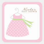 Robe rose de bébé autocollants carrés
