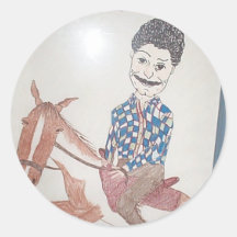 Robert on horse round sticker