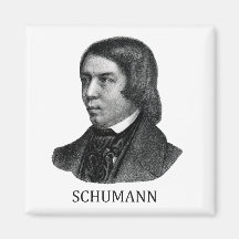 Robert Schumann, black Fridge Magnets