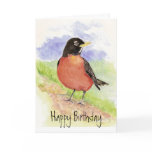 Robin - Bird  Birthday  Greeting Card