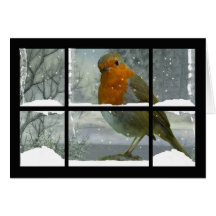 Robin Christmas Card with snow scenery