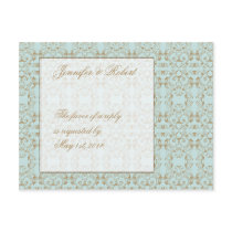 Robin Egg Blue and Brown Damask RSVP Postcard