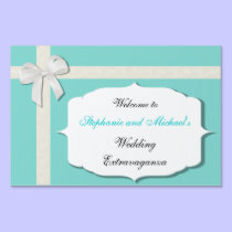 Robin Egg Blue and White Outdoor Wedding Sign yard signs