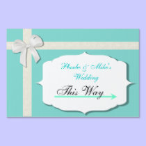Robin Egg Blue Wedding Sign with Right Arrow yard signs