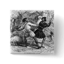 Robin Hood and the Tanner with Quarter-staffs Pinback Buttons