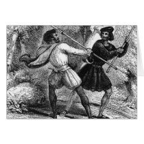 Robin Hood and the Tanner with Quarter-staffs Cards