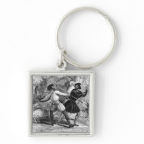 Robin Hood and the Tanner with Quarter-staffs Key Chain