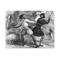 Robin Hood and the Tanner with Quarter-staffs Post Card