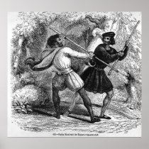 Robin Hood and the Tanner with Quarter-staffs Print