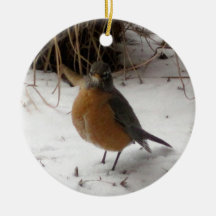 Robin in the Snow Christmas Ornament
