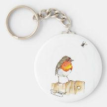 Robin Original Watercolor Design Keychains
