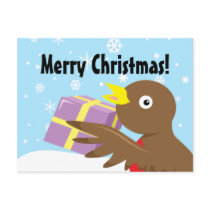 Robin present Merry Christmas Postcard