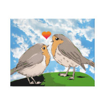 Robin redbreast bird love gallery wrapped canvas