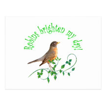 Robins Brighten My Day Post Card