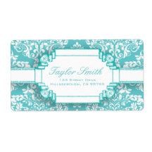 Robin's Egg Blue Damask Address Label