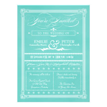 Robin's Egg Blue Poster Style Wedding Invite