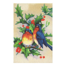 Robins & Holly Christmas Personalized Stationery