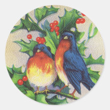 Robins & Holly Christmas Sticker