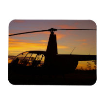 Robinson R44 helicopter at sunset Rectangular Magnets